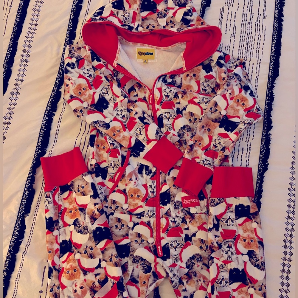 Christmas Cat Tipsy Elves Onesie Size Small